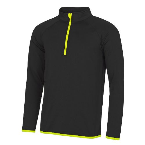 Awdis Just Cool Cool ½ Zip Sweatshirt Jet Black/Electric Yellow